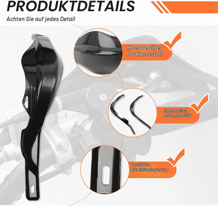 DREAMIZER Handprotektoren Motorrad Aluminium 22mm und 28mm, Handprotektoren für Offroad ATV Dirt Pit