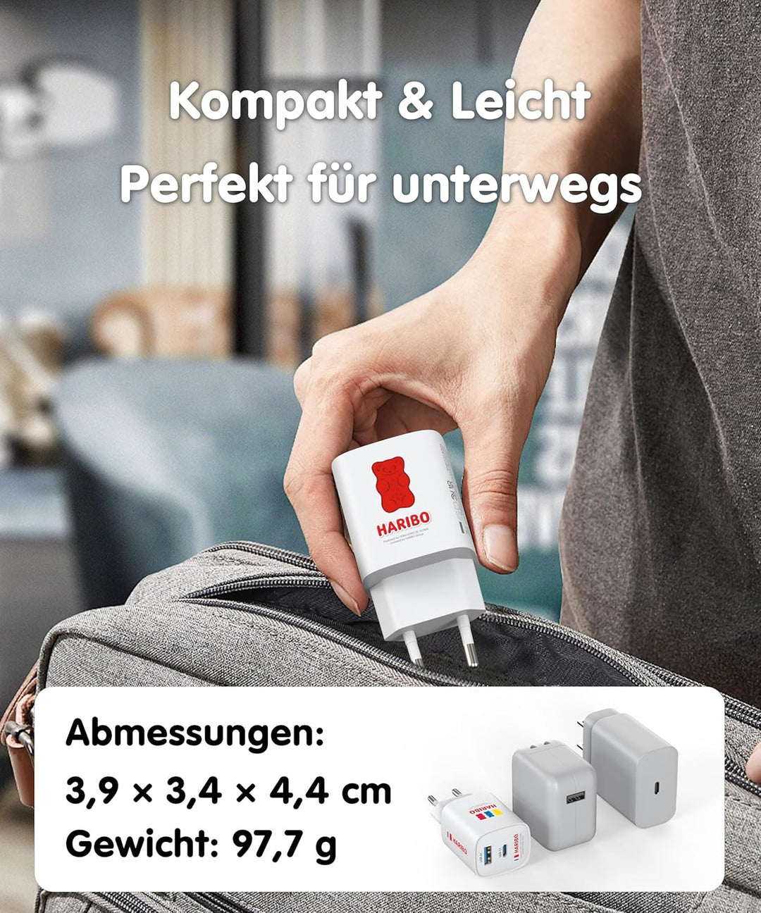 Haribo 45W USB C Ladegerät, 2-Port Schnellladegerät PPS USBC Netzteil GaN Charger für Samsung Galaxy