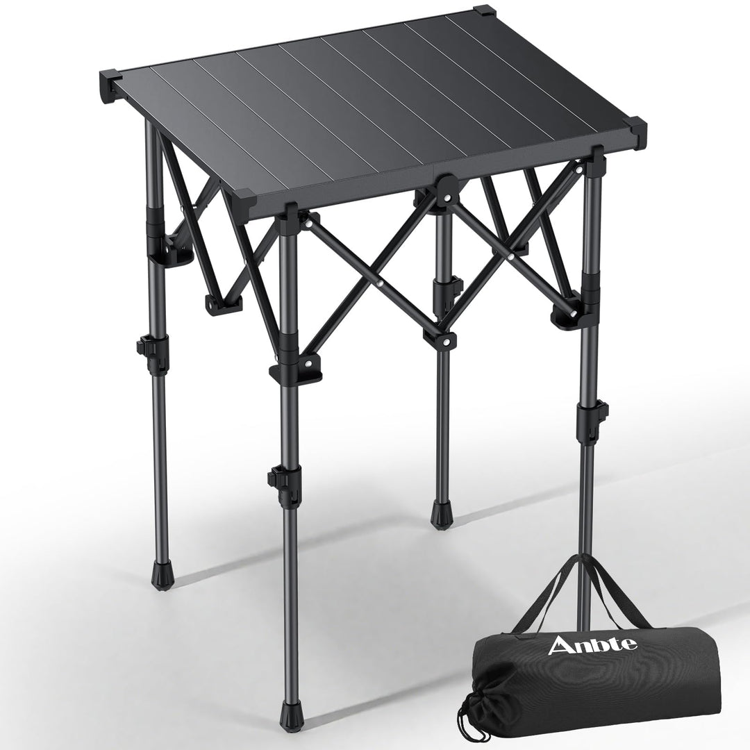 Anbte Campingtisch Klapptisch 50x41cm(LxB) Aluminium Aufrollbare Tischplatte mit 2 Höhen 44/70cm X-F