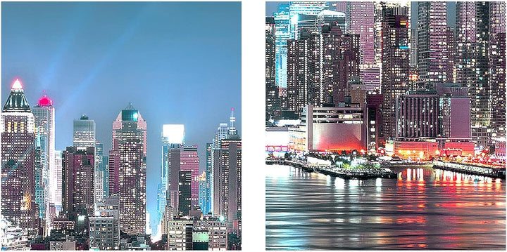 Runa Art Bild Modern New York City - Made in Germany - Wandbilder Stadt Skyline Bunt 4 Teilig 605442