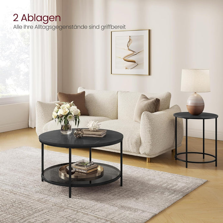 VASAGLE Couchtisch, Wohnzimmertisch, Sofatisch, für Wohnzimmer, mit Glasplatte, viel Stauraum, einfa