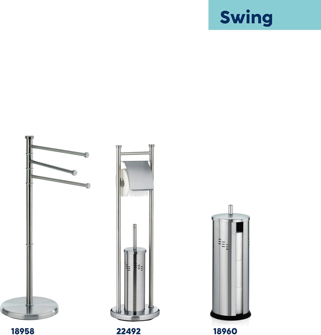 Kela 18958 Handtuchhalter, 3 Arme, Rostfrei, Edelstahl Matt, 85,5 cm Höhe, Swing, Swing