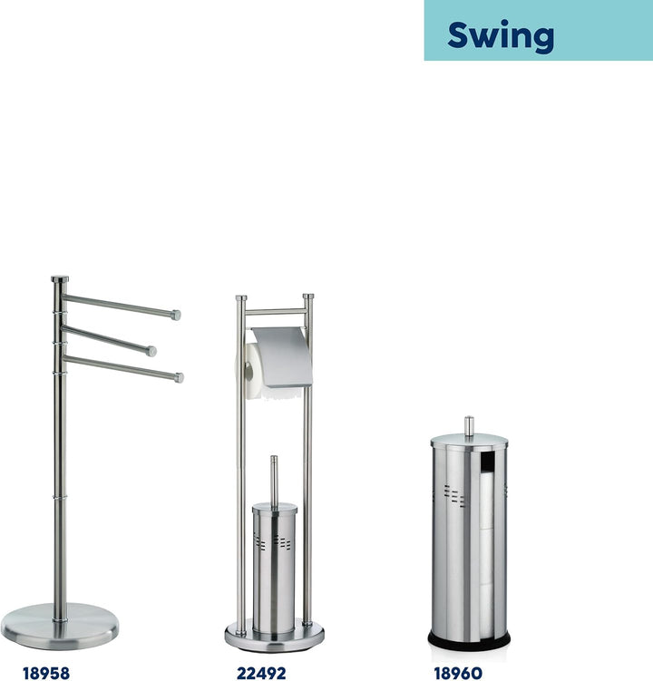 Kela 18958 Handtuchhalter, 3 Arme, Rostfrei, Edelstahl Matt, 85,5 cm Höhe, Swing, Swing