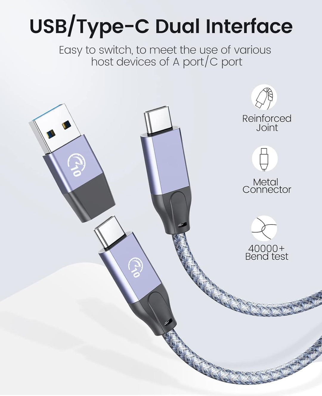 ORICO USB Hub, USB 3.2 Gen 1 Verteiler mit 2 USB-A Port und 2 USB-C Port, Aliuminum USB Splitter mit