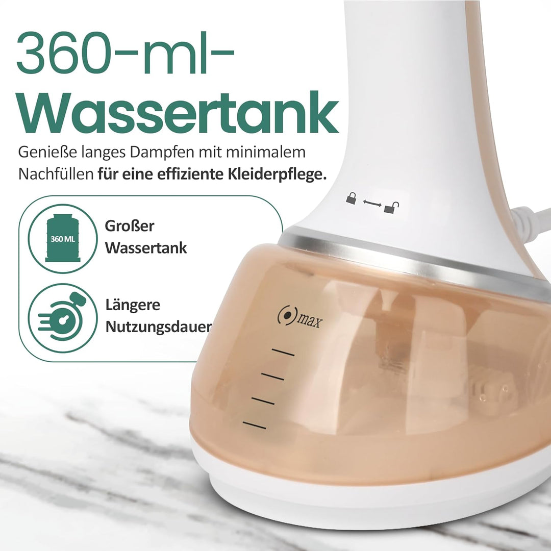 EMERIO Steamer Dampfglätter | kraftvolle 1700W Leistung | grosszügiger 360ml Tank (abnehmbar) | inkl