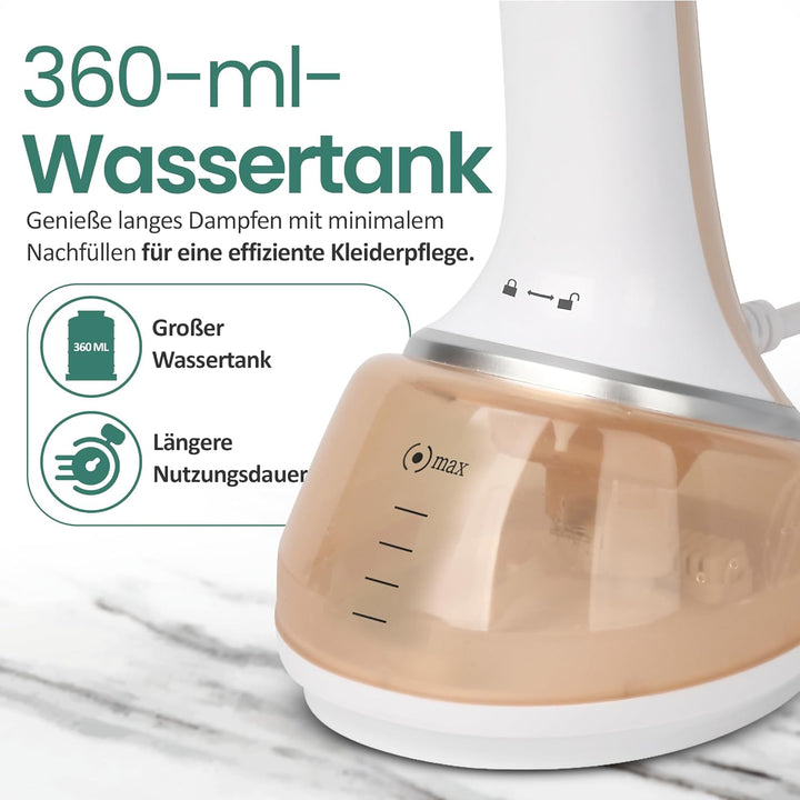 EMERIO Steamer Dampfglätter | kraftvolle 1700W Leistung | grosszügiger 360ml Tank (abnehmbar) | inkl