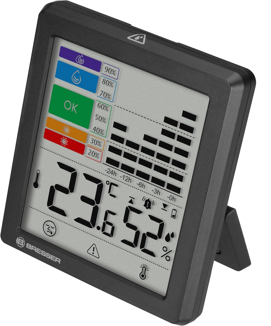 Bresser Thermo-Hygrometer mit Schimmelwarnung, Farb-Indikator, Raumklima-Manager, Misst Temperatur u