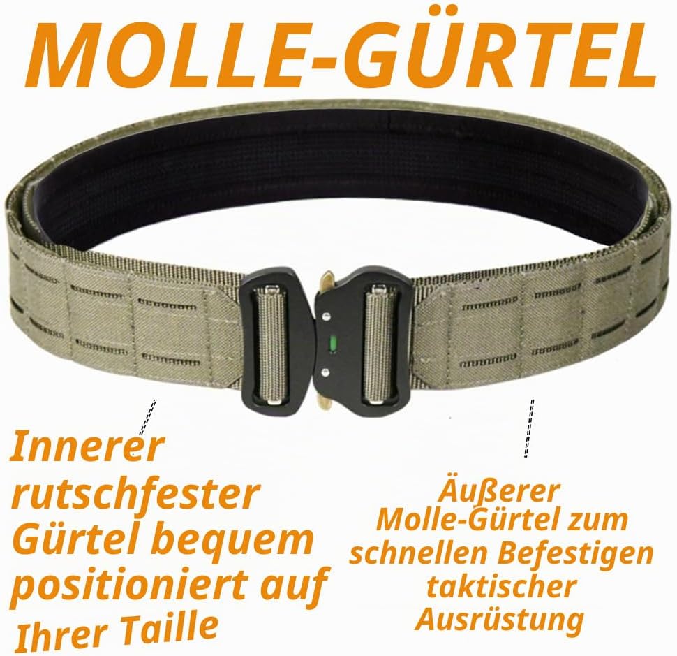 TWINFALCONS Taktischer Gürtel mit Schnellverschluss, Kampfgürtel Militär Schwerlast Molle Gürtels Ar