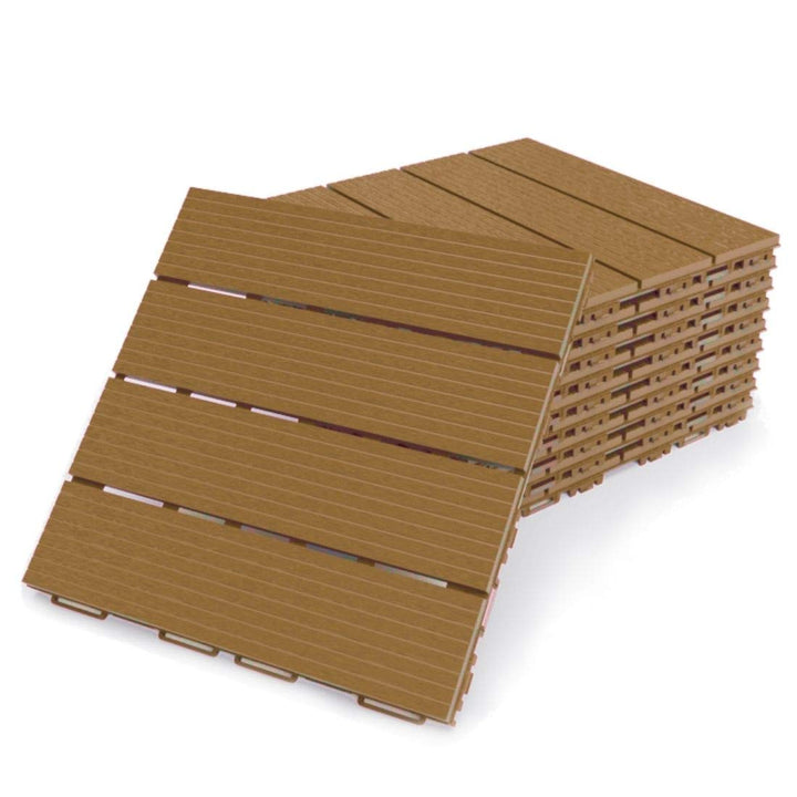 FORTENA Terrassenfliesen aus Kunststoff – 30 x 30cm, 8 Stück, 0,72 qm, Anti-Rutsch-Oberfläche, Klick