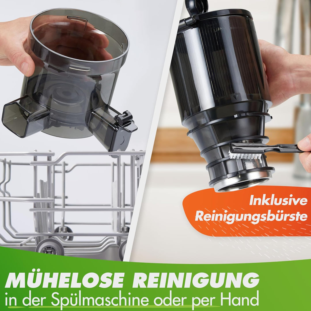 Nutrilovers Slow Juicer NUTRI-PRESS MAX Ganze Früchte entsaften Entsafter | 135 mm XXL-Einwurf, BPA-