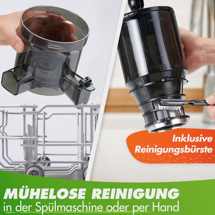 Nutrilovers Slow Juicer NUTRI-PRESS MAX Ganze Früchte entsaften Entsafter | 135 mm XXL-Einwurf, BPA-