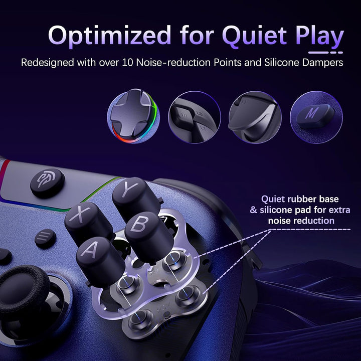 AKNES EasySMX X05Pro PC-Controller für PC/Switch/Android/iOS, Leise Spieltasten, Hall-Effekt-Joystic