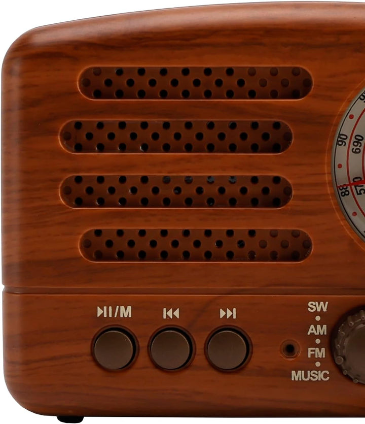 Topteng Retro Radio Bluetooth Lautsprecher, AM/FM/SW Nostalgie Radio, Kofferradio mit USB/TF-Karte,