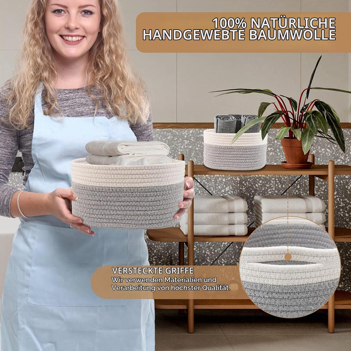 Lannvan Aufbewahrungskorb 5er Set aus Baumwolle,Körbe Korb Geflochten Körbe Aufbewahrung Storage Bas