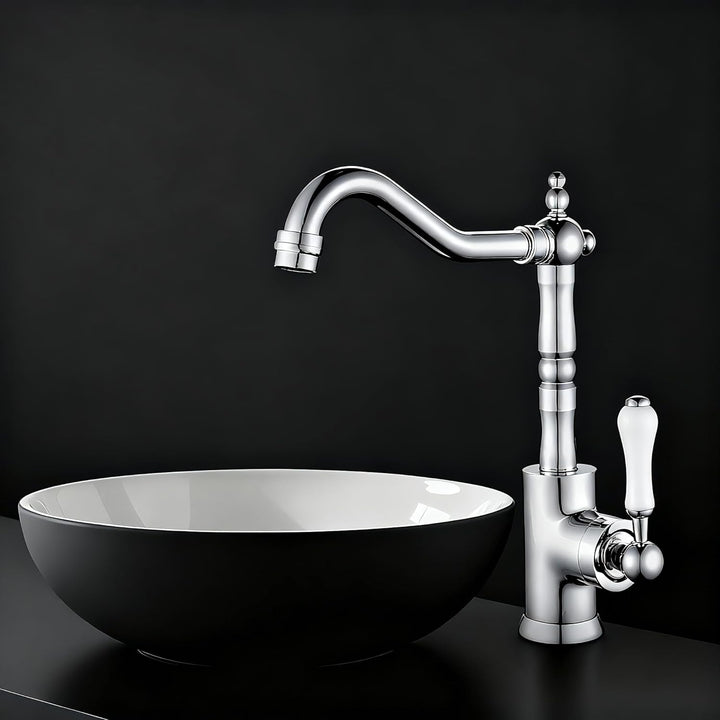 Wasserhahn Küche Retro, Küchenarmatur 360° Drehbar, Mischbatterie mit Einhebelmischer für Bad/Küche,