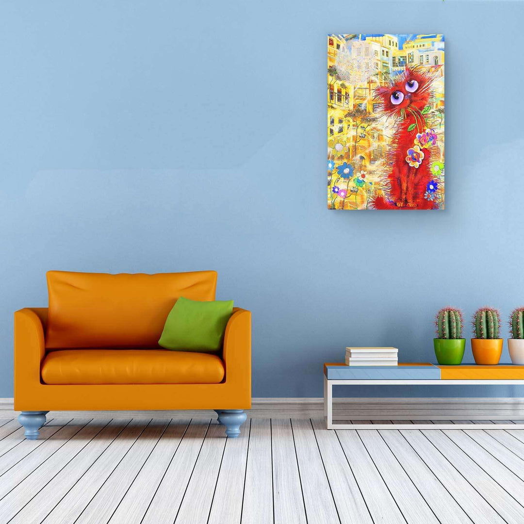 Startonight Bilder Niedliche Rote Lustige Katzen Malerei für Kinder - Leinwandbilder Moderne Kunst -