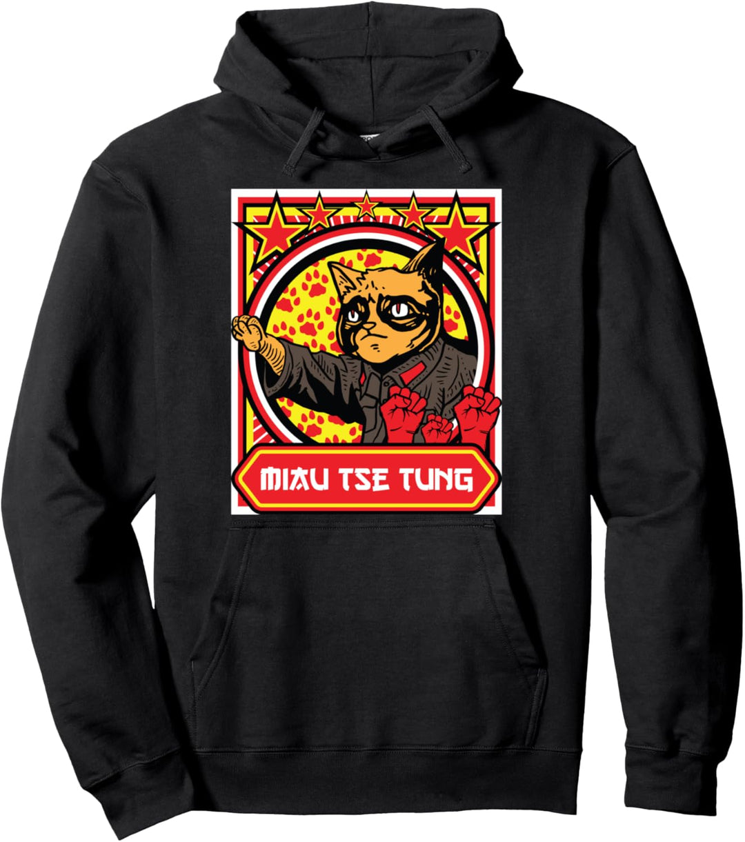 Miau Tse Tung Cat China Mao Zedong Diktator Joke Meme Katze Pullover Hoodie