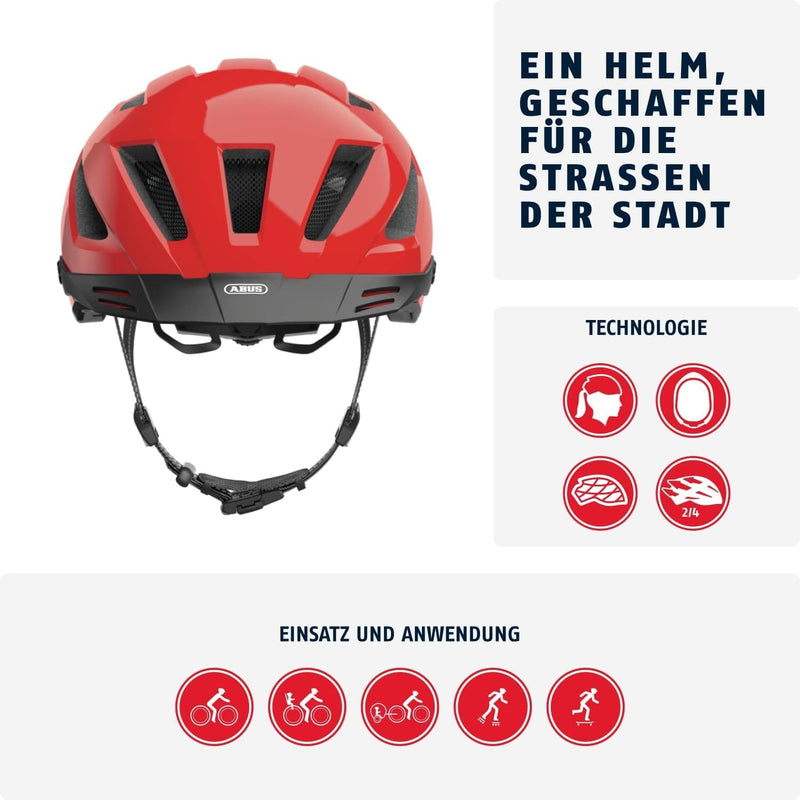 ABUS Stadthelm Pedelec 2.0 - Fahrradhelm mit Rücklicht und Regenhaube - für den Stadtverkehr - für D