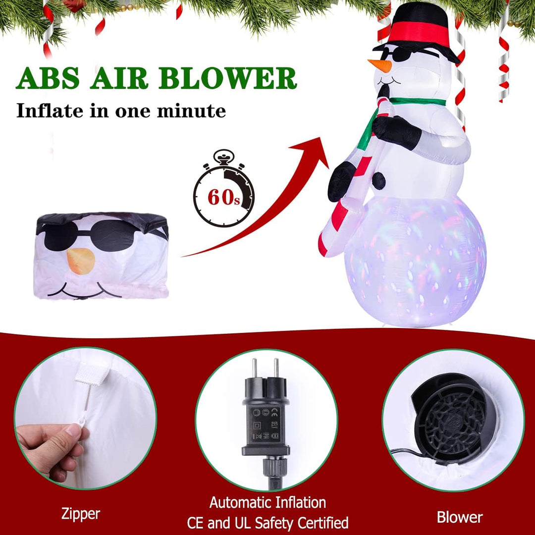 GlobaLink Aufblasbarer Schneemann XXL 2,4M/7,8FT, Weihnachtsdekoration aufblasbar Weihnachtsmann mit