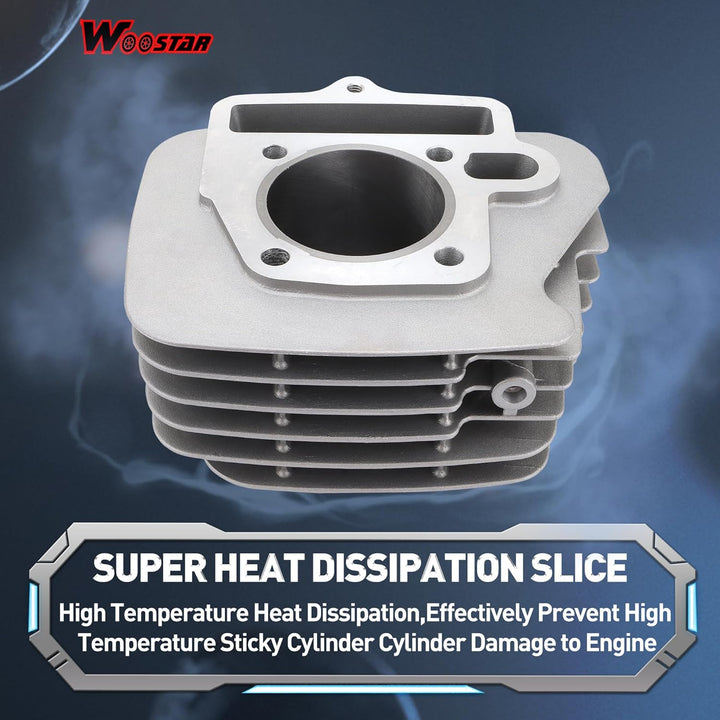 WOOSTAR 52,4mm Aluminium Grosse Bohrung Zylinder mit Kolbenringsatz Ersatz für Lifan 110ccm 125ccm 4