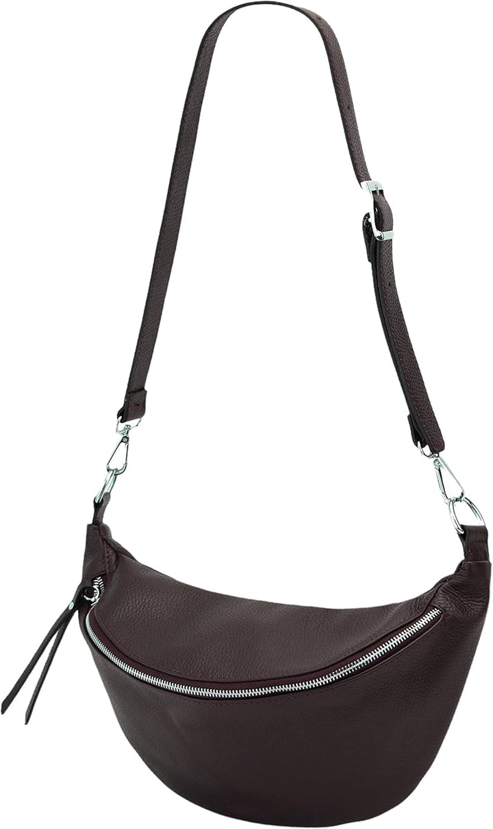 SH Leder echt Leder Damen Unisex Brusttasche für Festival Reise mittelgross Hüfttasche Crossbody Bag