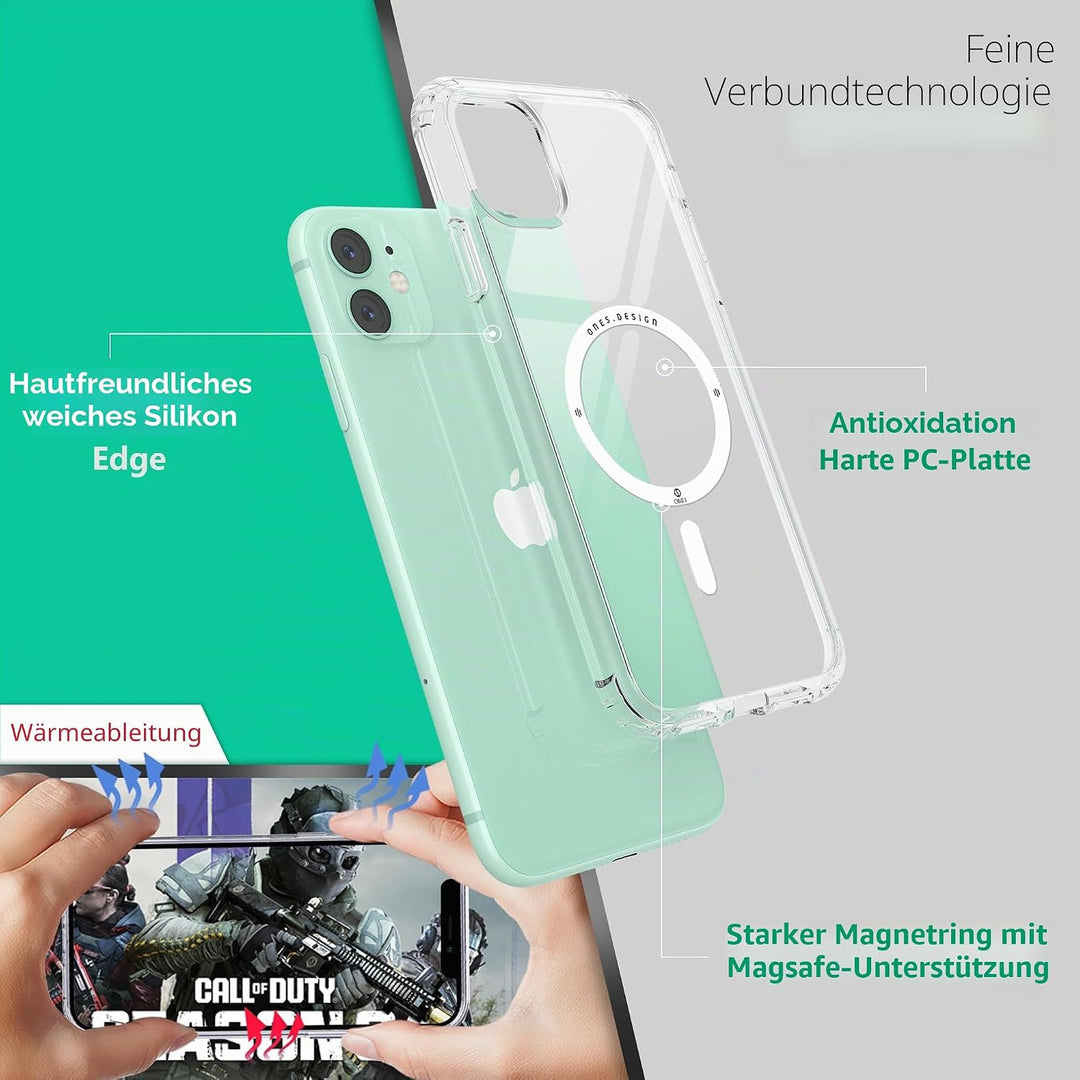 ONES Magnetisches HandyHülle für iPhone 11, Kompatibel mit MagSafe, Militärnorm Schutz Dünne Hülle,