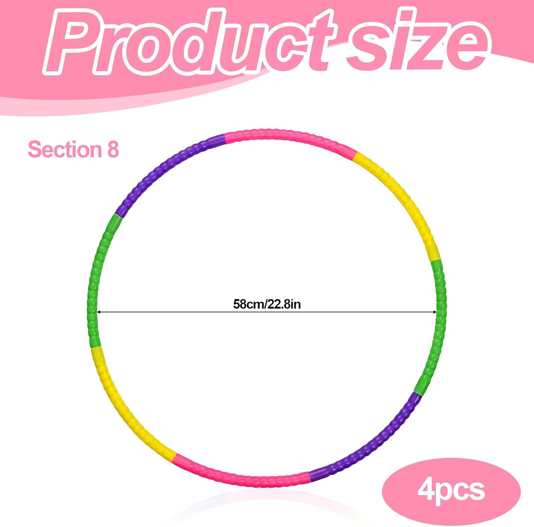 Hula Hoop Reifen Kinder 4er Set (58cm, 100g), Hullahub Reifen für Kinder, Zerlegbar,Premium Hula Rei