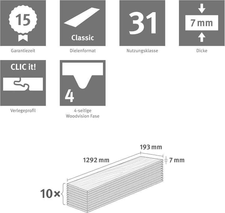 EGGER NatureSense Laminat EL1012 Alexandria Pinie 1292x193x7mm (2,494m²) 2,494m² | Boden, 2,494m² |