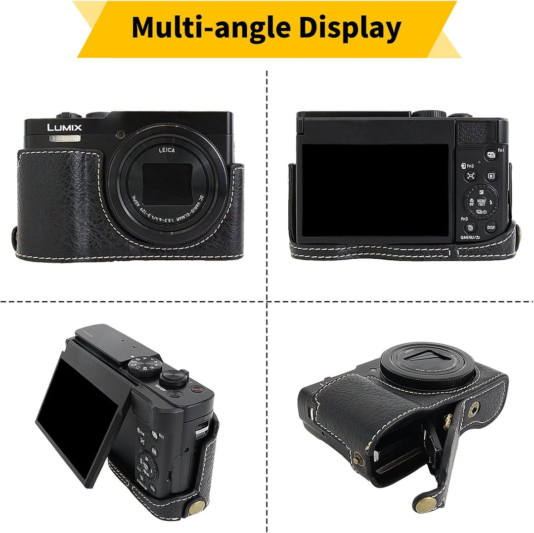 Rieibi TZ99 Kameratasche, PU Leder Kameratasche für Panasonic Lumix DC-TZ99 Digitalkamera, abnehmbar