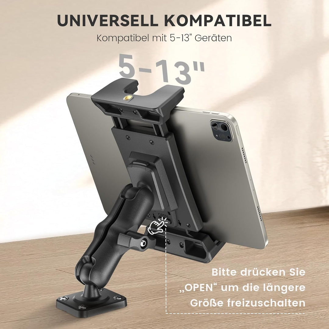 OHLPRO Tablet Halterung Auto mit Hochleistungs Bohrerbasis, LKW Tablet Halterung 360° Drehbare Klemm