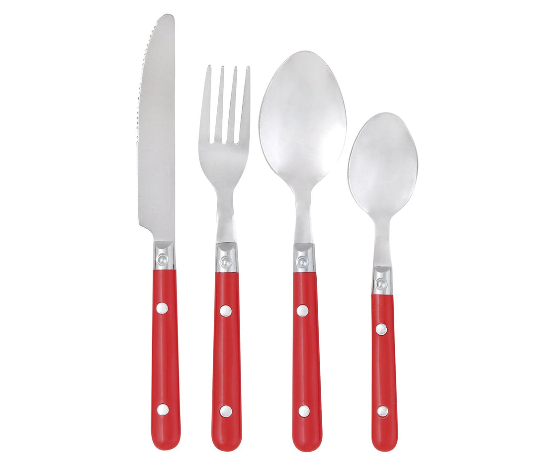 Pradel Heritage 518154 Besteckset, 24-teilig, Edelstahl/Kunststoff, Rot, 9,6 x 23,5 x 9,7 cm