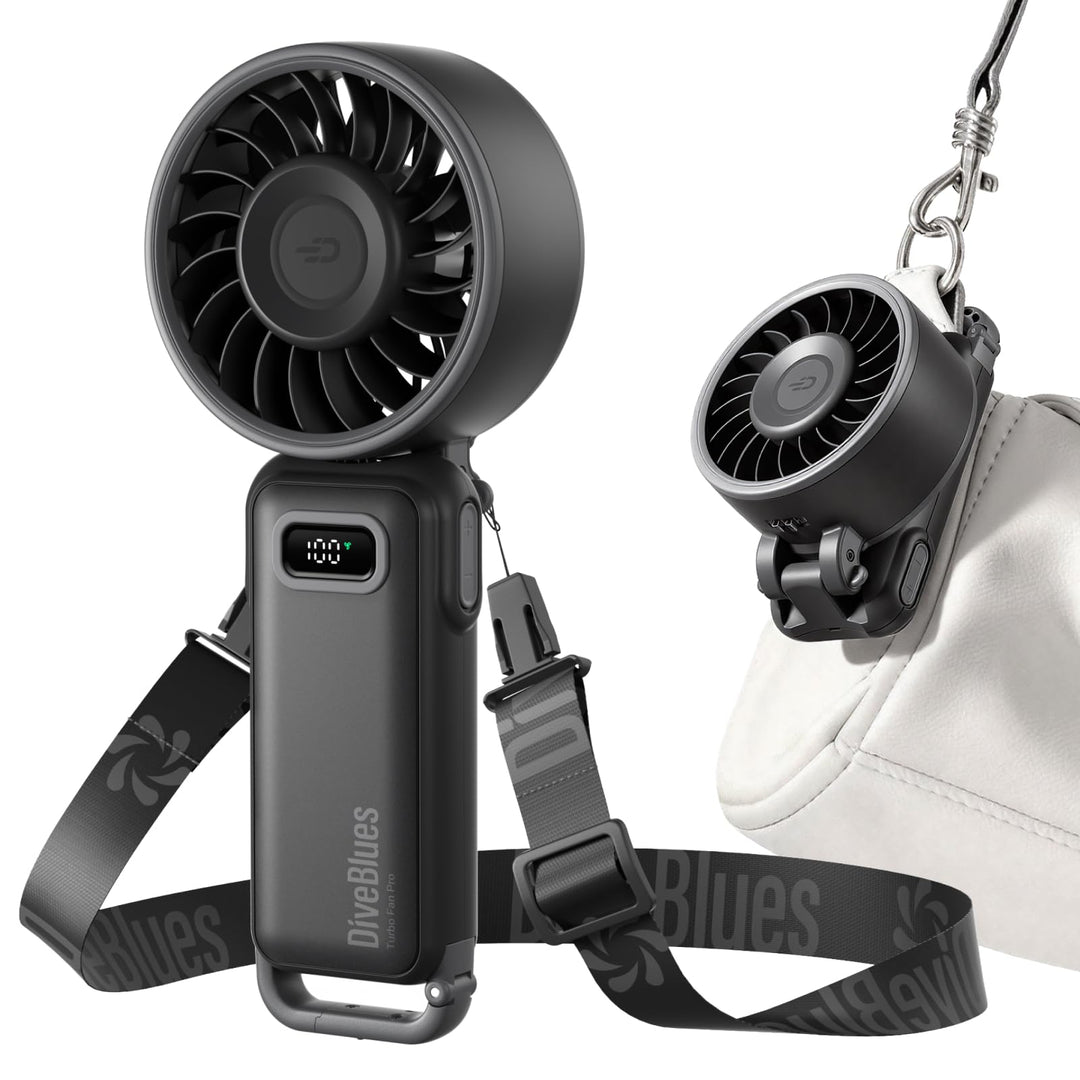 Diveblues - Handventilator Akku Aufladbar - 100 Stunfen Mini Ventilator Leistungsstarker Luftstrom m