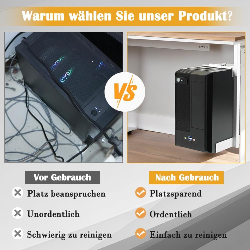 PC Halterung Unter Schreibtisch, Weiss PC Halterung für Untertisch, Carbonstahl Computer Aufhängung