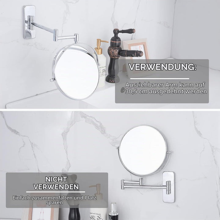 Nicesail Wand Kosmetikspiegel mit Vergrösserung 7X - Schminkspiegel Ausziehbar - 360° Swivel Extensi