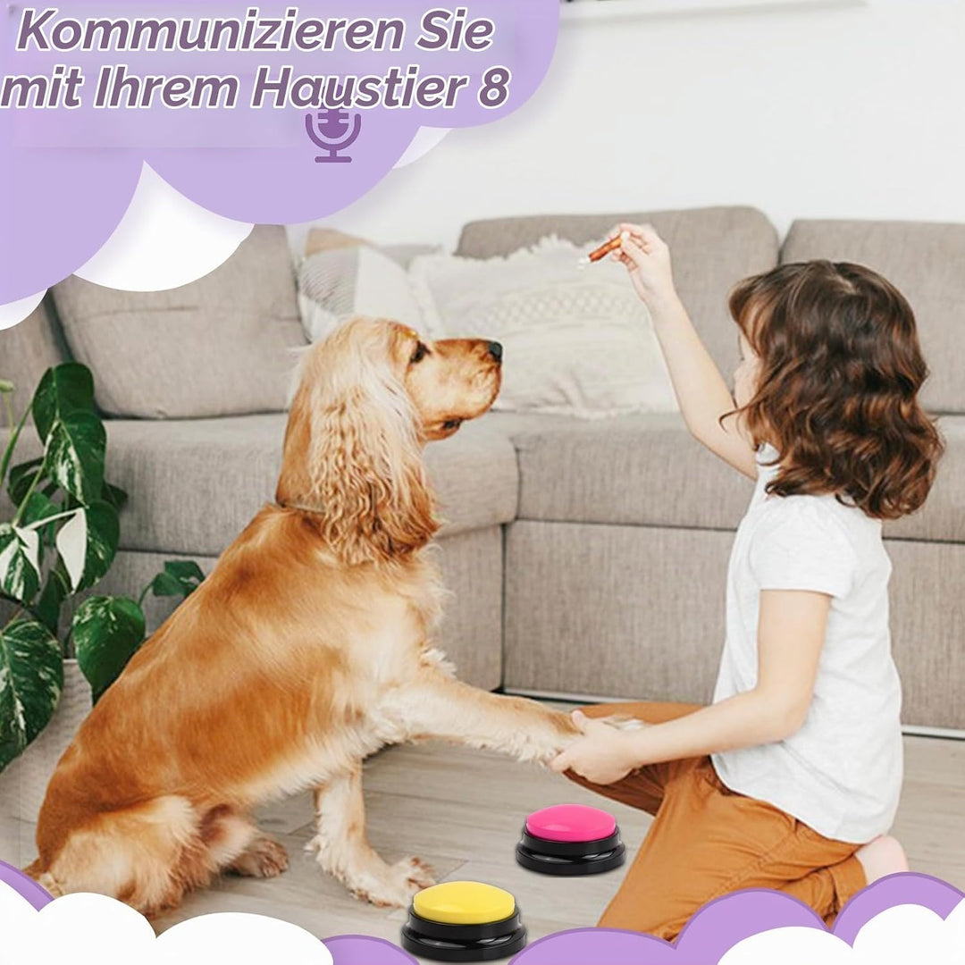 5 Stück Haustier Kommunikation Taste, 30 Sekunden Aufnahme Hunde Sprechende Knöpfe, Hund Antwort Buz