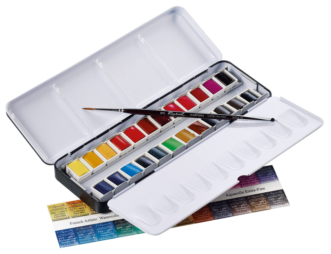 Sennelier Aquarell Zinn Metallic, 24-teilig, klassisches Set