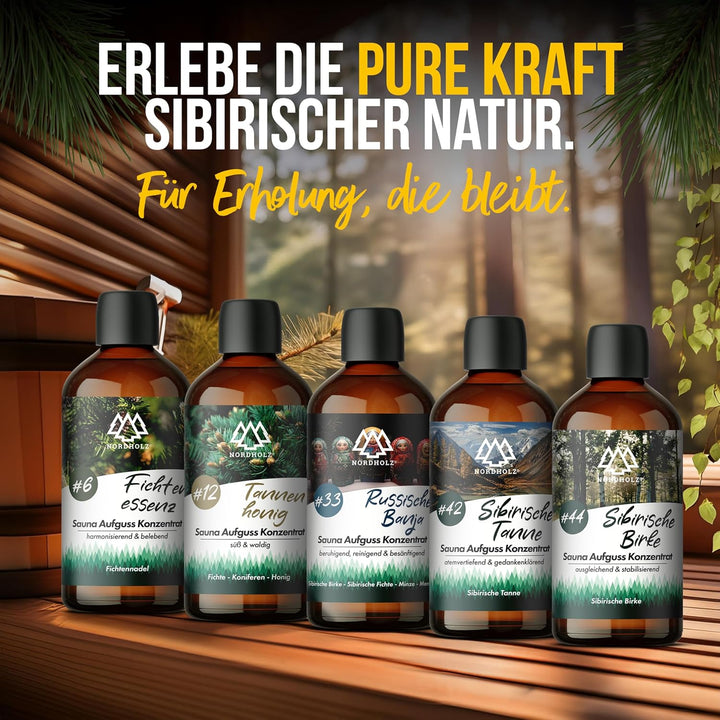 Saunaaufguss Set - [5x100ml Sibirische Reise] besonderes & natürliches Sauna Aufgussmittel - intensi
