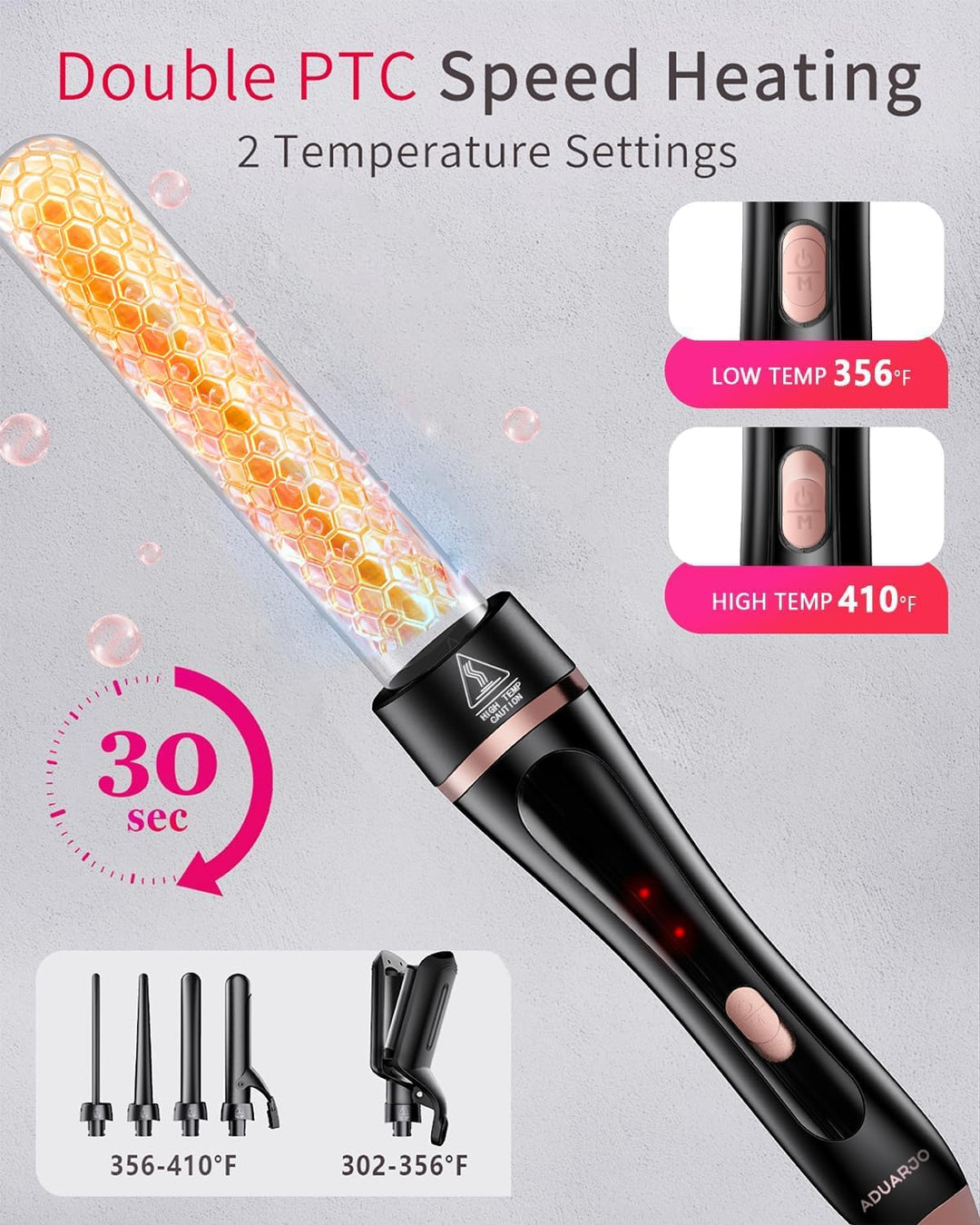 5 in 1 Lockenstab Set, Lockenstab mit Haar Crimper Waver und 4 Wechselbaren Keramischen Trommeln (0.