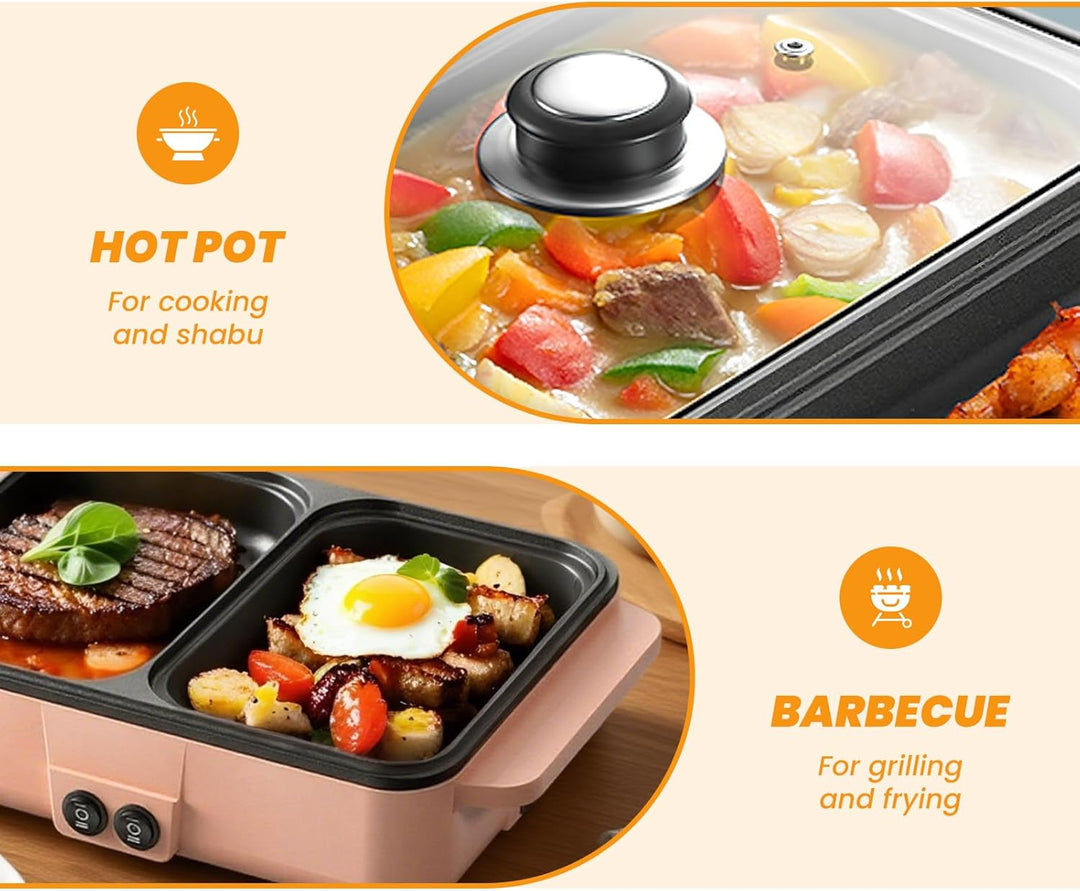 Topyond 1200W Elektrischer Innengrill Tischgrill,Elektrisch Koreanischer Grill,Kontaktgrill,Grillpla