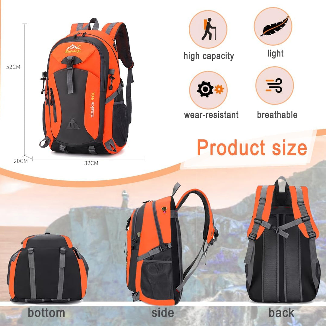 Wanderrucksack Herren Damen 40L Wasserdichter Rucksack Leicht Gross Reiserucksack，Outdoorrucksack mi