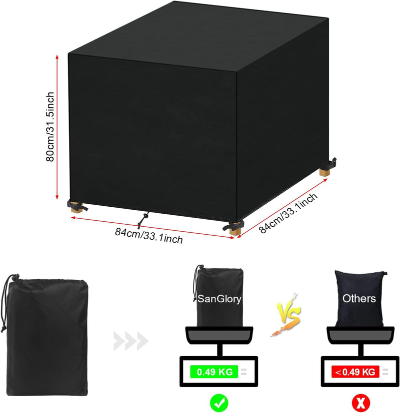 SanGlory Gartentisch Abdeckung 84x84x80cm, Abdeckhaube Gartenmöbel Quadratisch Lounge Abdeckung Wass
