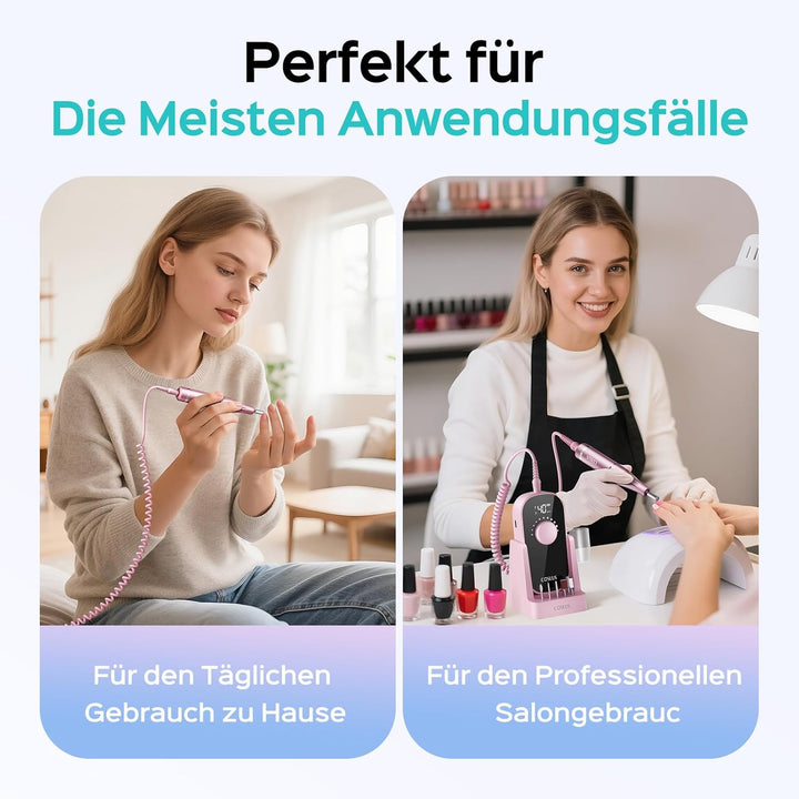 COSLUS Elektrische Nagelfräser 40000 U/min: 6-in-1 Professionell Nagelpflege Set für Gelnägel Acryln