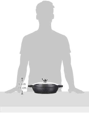 Pradel Excellence 52404M Schongarer mit Deckel, Stein-Optik, Aluminiumguss, Schwarz, 28 x 16 cm