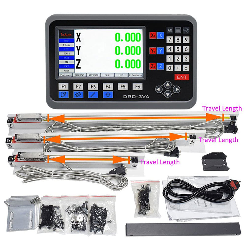 3 Achsen Digitalanzeige-kit 12" 20" 40" Digital Anzeige mit 3 Axis DRO Linear Massstab 300mm+500mm+1