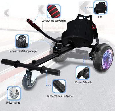 EINFEBEN Hoverboard Sitz,Kart Erweiterung für 6.5-10 Zoll Hoverboards, Sitzscooter für 2 Wheel Balan