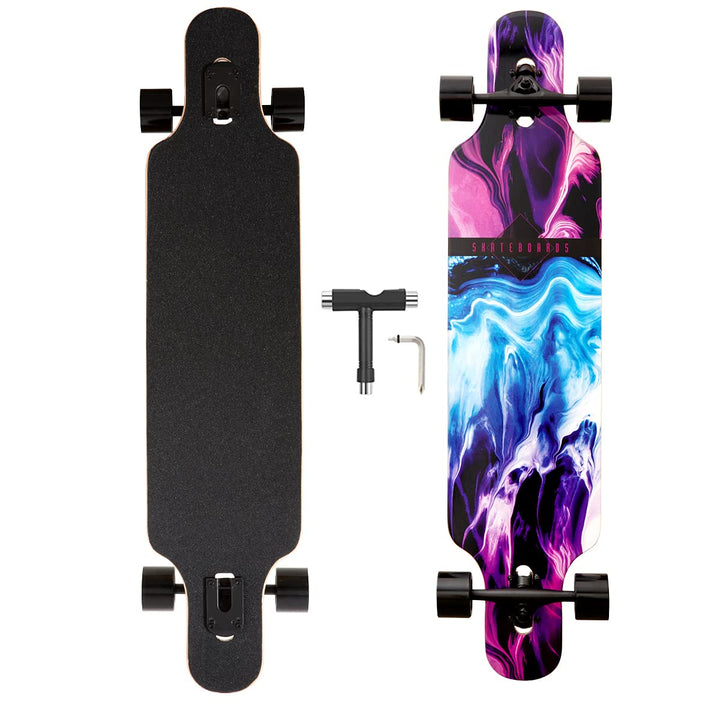 Longboard, 8-lagigem Ahornholz Cruiser komplettes Skateboard,Longboards für mädchen Erwachsene jung