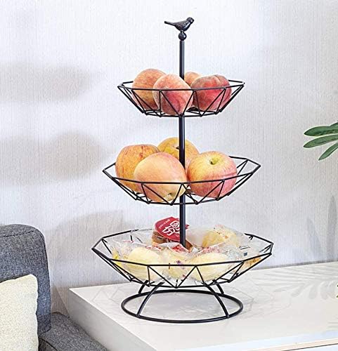 Hossejoy Obstkorb, 3-Stufiger Servierkorb Obstschale & Snack-Verkaufsständer aus Metall, Perfekt für