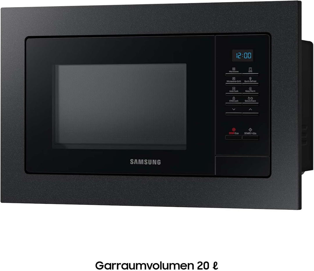 Samsung MG20A7013CB/EG Einbau-Mikrowelle mit Grill, 850 W, 20 l Garraum, Kleines Mikrowellengerät fü