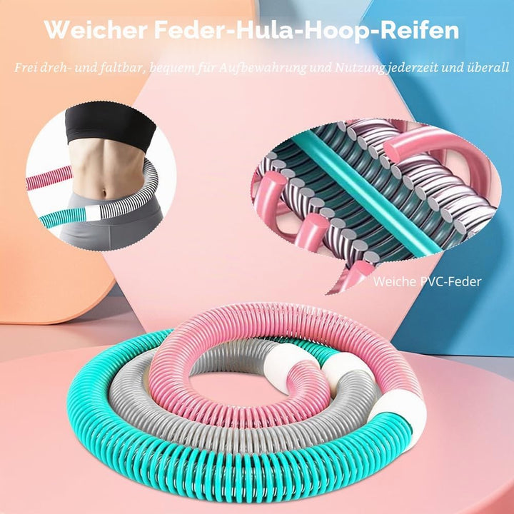 Weicher Hula Hoop gewichtet für Erwachsene, Faltbarer Fitness Hulahoop zum Abnehmen, weiche Spring H