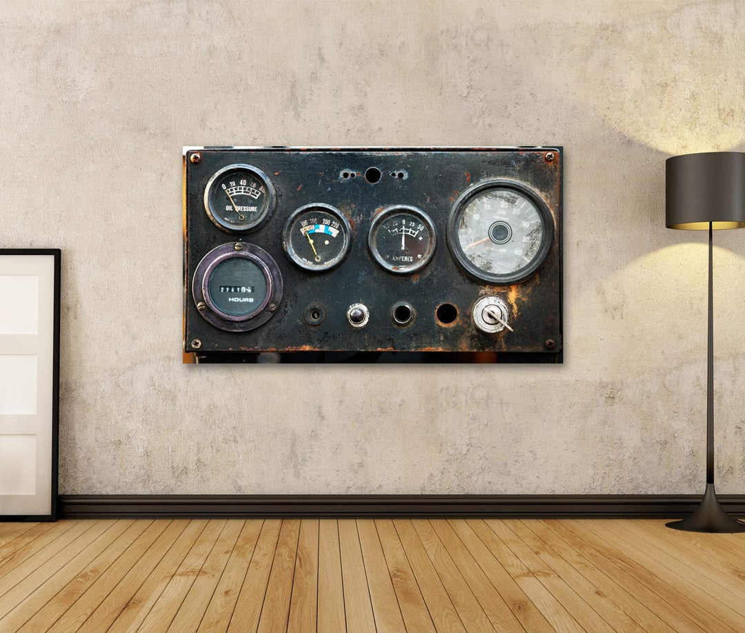 islandburner Bild auf Leinwand Old Circular Industrial Meter Wandbild Poster Kunstdruck Bilder Forma